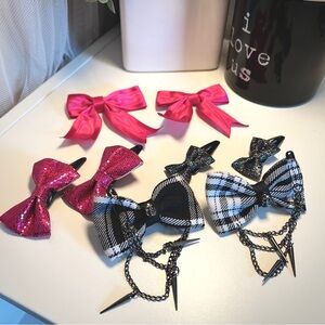 Retro Emo Punk hair bows 4 Pairs